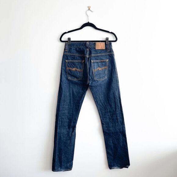 NUDIE Jeans Men's Hank Rey Recycle Dry Denim Jeans Blue Size 29 HEMMED - Picture 4 of 14